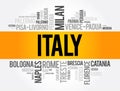 List of cities in Italy, word cloud collage, travel concept background Royalty Free Stock Photo