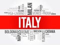 List of cities in Italy, word cloud collage, travel concept background Royalty Free Stock Photo