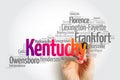 List of cities in Kentucky USA state, map silhouette word cloud map concept Royalty Free Stock Photo