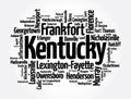 List of cities in Kentucky USA state, word cloud concept background Royalty Free Stock Photo