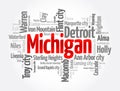 List of cities in Michigan USA state, word cloud concept background Royalty Free Stock Photo