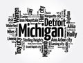 List of cities in Michigan USA state, word cloud concept background Royalty Free Stock Photo