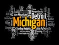 List of cities in Michigan USA state, word cloud concept background Royalty Free Stock Photo