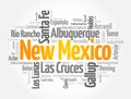 List of cities in New Mexico USA state, word cloud concept background Royalty Free Stock Photo