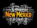List of cities in New Mexico USA state, word cloud concept background Royalty Free Stock Photo
