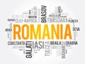 List of cities in Romania word cloud collage concept