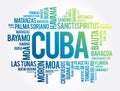 List of cities and towns in Cuba, word cloud collage, business and travel concept background Royalty Free Stock Photo