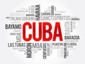 List of cities and towns in Cuba, word cloud collage, business and travel concept background Royalty Free Stock Photo