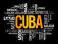 List of cities and towns in Cuba, word cloud collage, business and travel concept background Royalty Free Stock Photo