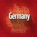 List of cities and towns in GERMANY, map word cloud collage, business and travel concept background Royalty Free Stock Photo