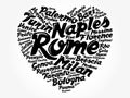 List of cities and towns in Italy, word cloud