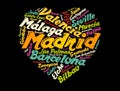 List of cities and towns in Spain word cloud collage Royalty Free Stock Photo