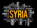 List of cities and towns in Syria, word cloud collage, business and travel concept background