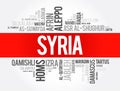 List of cities and towns in Syria, word cloud collage, business and travel concept background