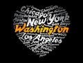 List of cities and towns in USA, word cloud collage Royalty Free Stock Photo