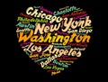 List of cities and towns in USA word cloud Royalty Free Stock Photo