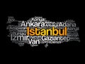 List of cities in Turkey word cloud map