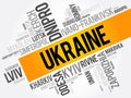 List of cities in Ukraine word cloud collage, business and travel concept background