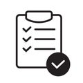 List confirmation icon in line style. Confirm list, check list, approve form icon.