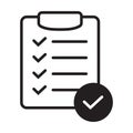 List confirmation icon in line style. Confirm list, check list, approve form icon.