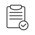 List confirmation icon in line style. Confirm list, check list, approve form icon.