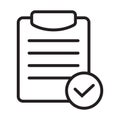 List confirmation icon in line style. Confirm list, check list, approve form icon.