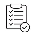 List confirmation icon in line style. Confirm list, check list, approve form icon.