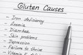 List of Gluten Causes with pen.