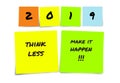 List of handwritten 2019 New Year resolutions and goals in sticky notes in commitment determination and positive thinking concept Royalty Free Stock Photo