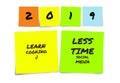 List of handwritten 2019 New Year resolutions and goals in sticky notes in commitment determination and positive thinking concept Royalty Free Stock Photo