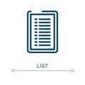 List icon. Linear vector illustration. Outline list icon vector. Thin line symbol for use on web and mobile apps, logo, print Royalty Free Stock Photo