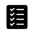 List icon, Site menu symbol, Checklist icon solid style, glyph flat icon.