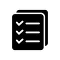 List icon, Site menu symbol, Checklist icon solid style, glyph flat icon.