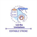 List limitations concept icon