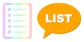 Rainbow Network Gradient List Page Icon and List Chat Balloon with Shadow Royalty Free Stock Photo