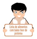 List of low protein foods, Portuguese, boy, isolated. Royalty Free Stock Photo