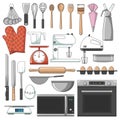 List of major bakery tools vector/icon pack