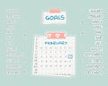 List of months from January to December for planning or calendar, template for text on the squared paper, patterned washi tape, Royalty Free Stock Photo