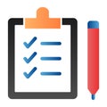 List and pen flat icon. Clipboard with pen color icons in trendy flat style. Document gradient style design, designed