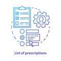 List of prescriptions concept icon. Memo, notes idea thin line illustration. Online medicine organizer tool. Keep track