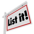 List It Real Estate Sign Home House for Sale Selling Moving Royalty Free Stock Photo