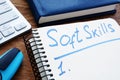 List of soft skills in a note pad. Royalty Free Stock Photo