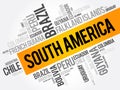 List of South American countries, word cloud collage, business and travel concept