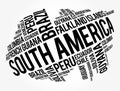 List of South American countries, word cloud collage, business and travel concept