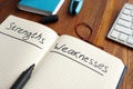 List of Strengths and Weaknesses Royalty Free Stock Photo