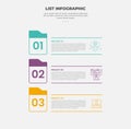 list vertical stacked process infographic outline style with 3 point template with calendar style with line separator for slide