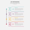 list vertical stacked process infographic outline style with 4 point template with creative line container reverse with line dot
