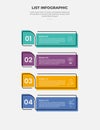 list vertical stacked process infographic outline style with 4 point template with creative rectangle container with separated