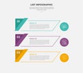 list vertical stacked process infographic outline style with 3 point template with creative ribbon badge with skew rectangle