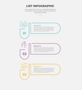 list vertical stacked process infographic outline style with 3 point template with round rectangle box container for slide